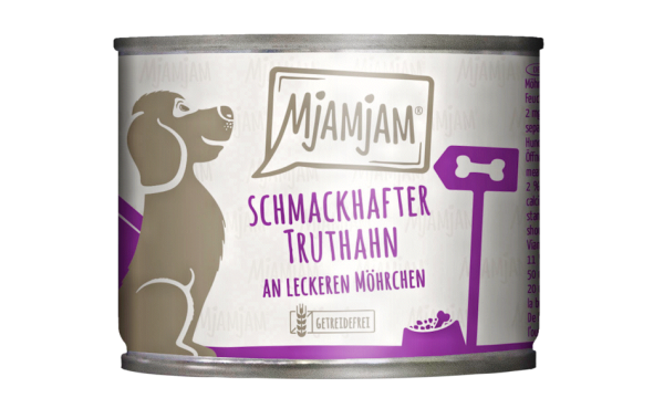 MjAMjAM Hund: schmackhafter Truthahn an leckeren Möhrchen