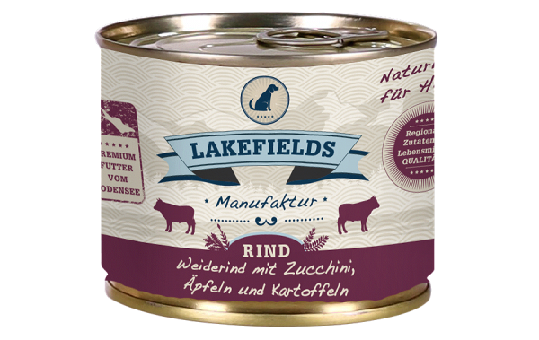 Lakefields Hund: Weiderind mit Zucchini, Äpfeln und Kartoffeln